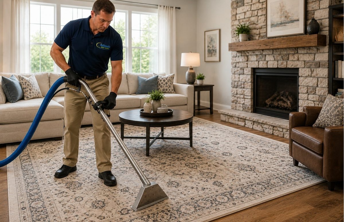 Area rug cleaning in a Palm Beach County living room