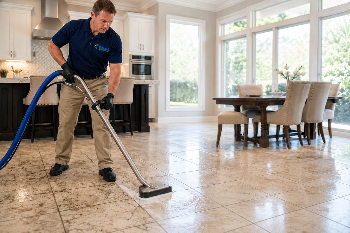 Tile and grout cleaning in a Palm Beach County kitchen